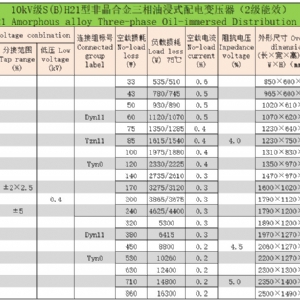 非晶合金三相油浸式配電變壓器