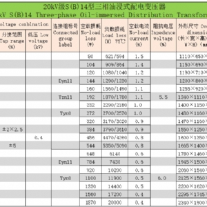 20kV級(jí)S(B)系列三相油浸式配電變壓器